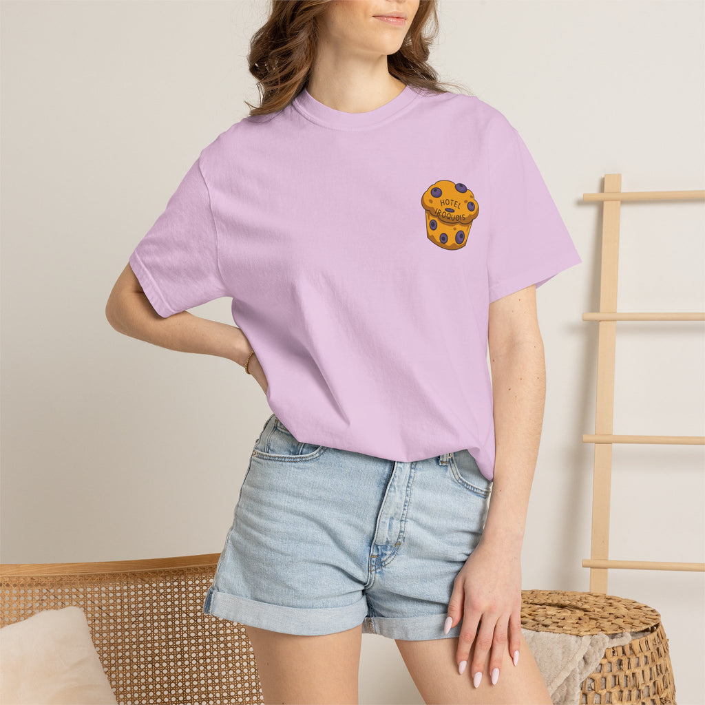 Mackinac Merch - The Hotel Iroquois Series Comfort Colors T Shirt with Muffin and Flowers