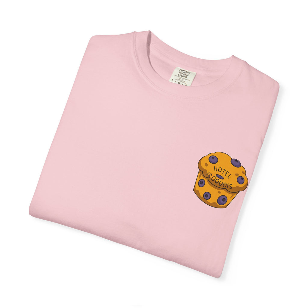 Mackinac Merch - The Hotel Iroquois Series Comfort Colors T Shirt with Muffin and Flowers