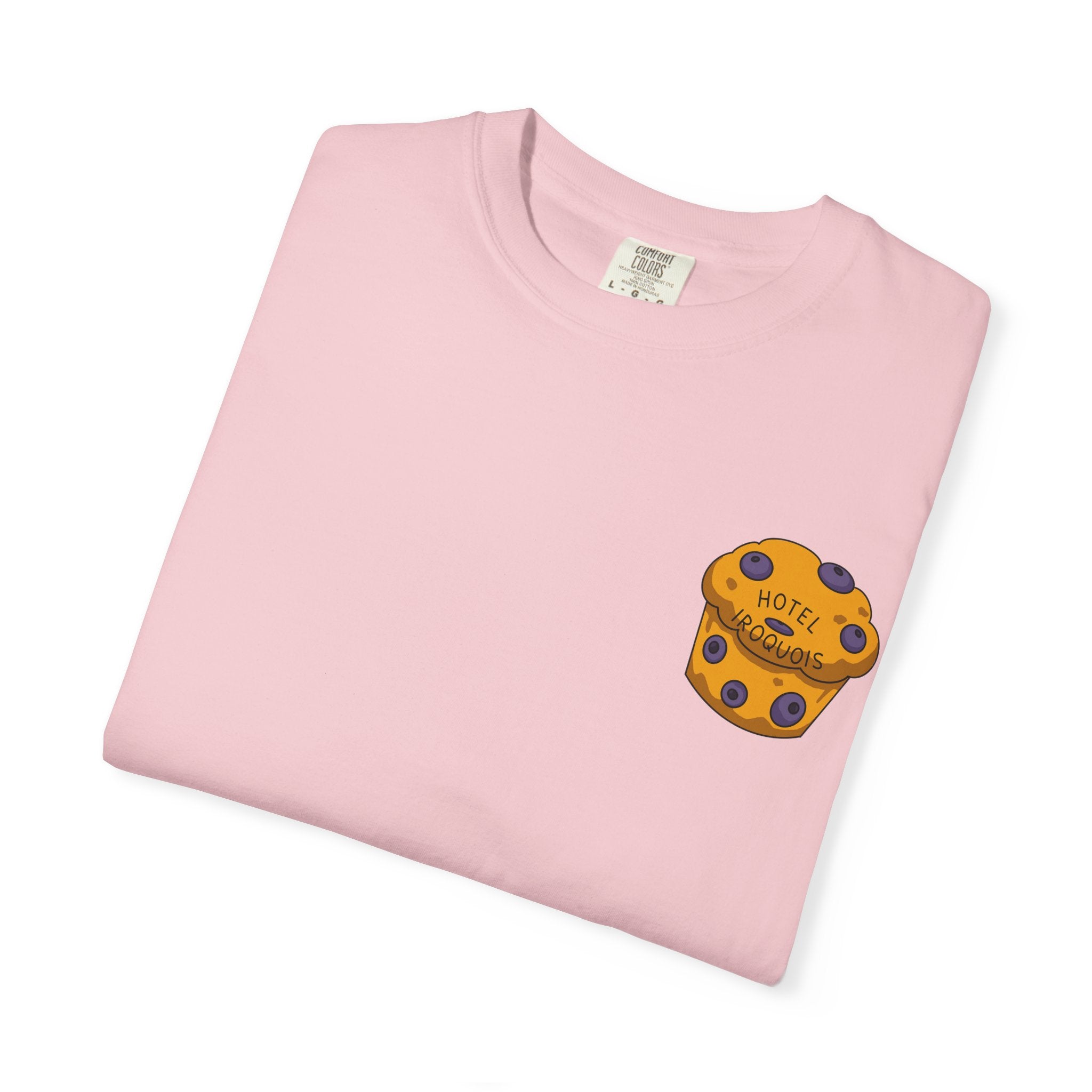 Mackinac Merch - The Hotel Iroquois Series Comfort Colors T Shirt with Muffin and Flowers