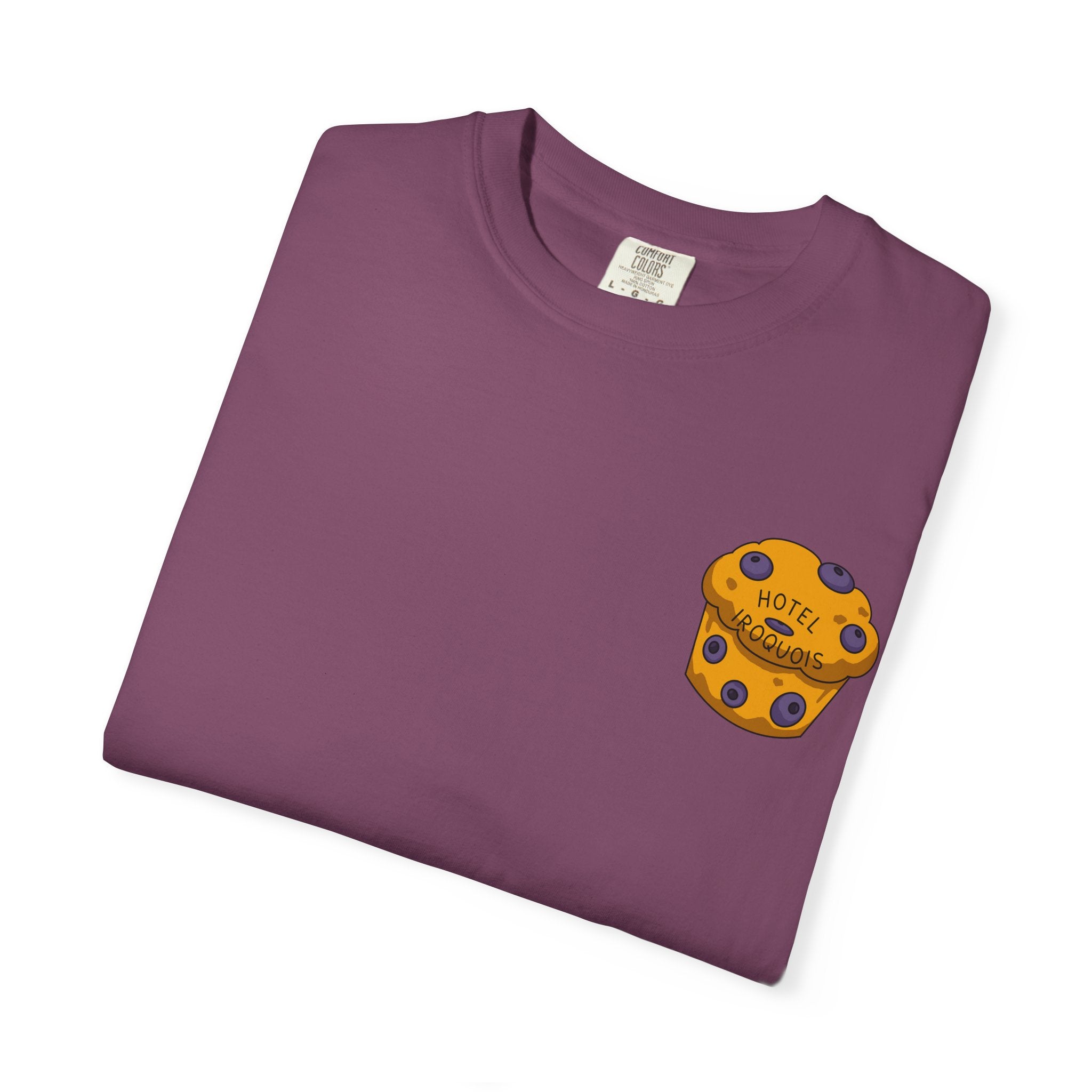 Mackinac Merch - The Hotel Iroquois Series Comfort Colors T Shirt with Muffin and Flowers