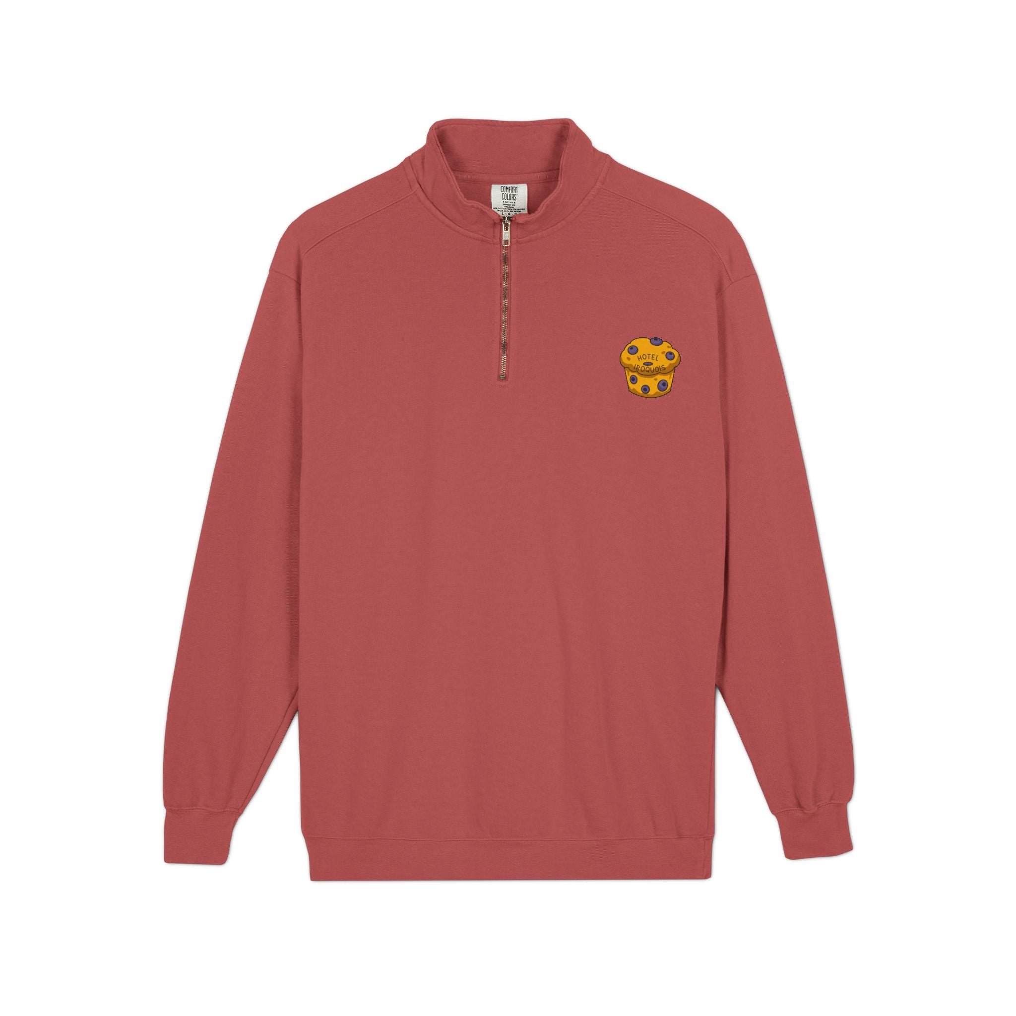 Hotel Iroquois Series - Comfort Colors Quarter Zip - Blueberry Muffins and Horse Drawn Carriages