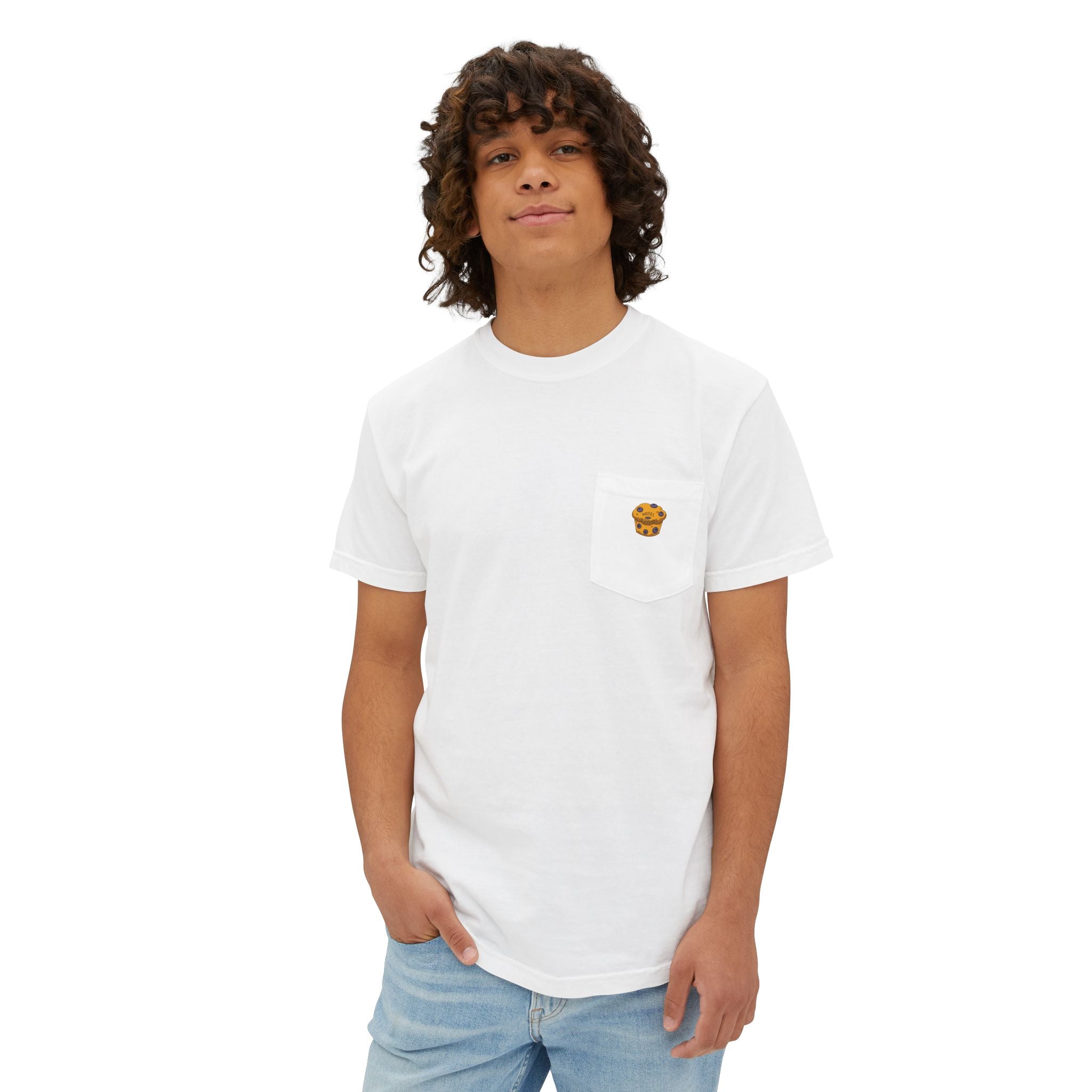 Hotel Iroquois Series Muffins and Flowers Pocket T-Shirt — Garment-Dyed Cotton