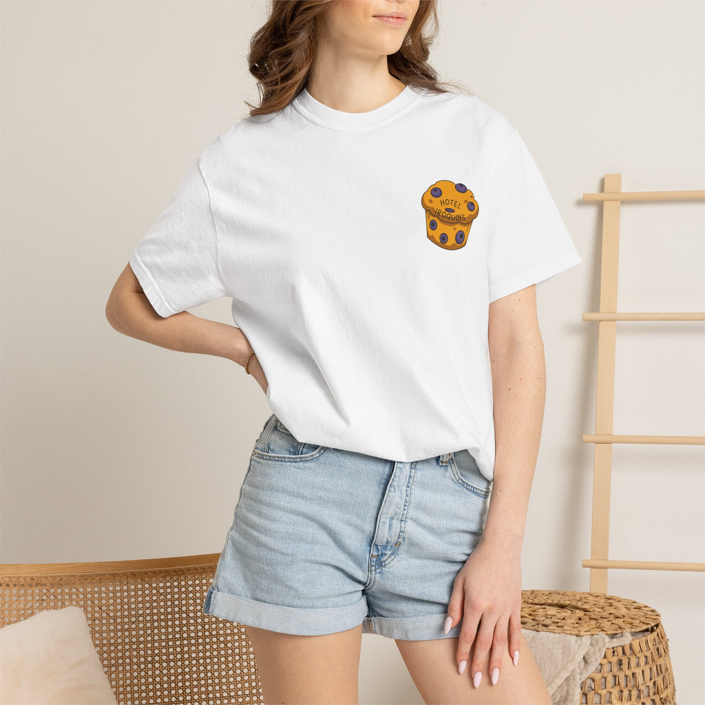 Mackinac Merch - The Hotel Iroquois Series Comfort Colors T Shirt with Muffin and Flowers