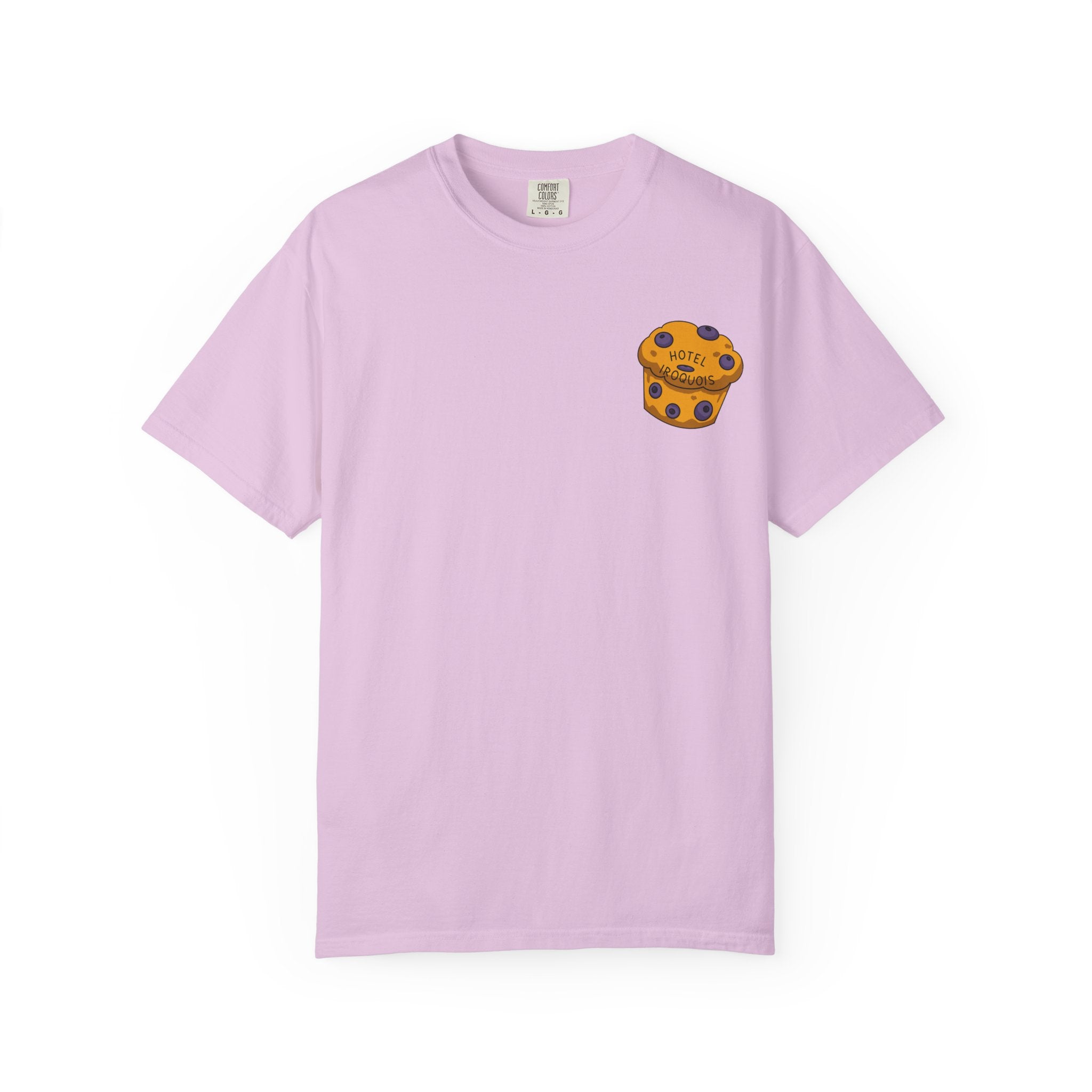 Mackinac Merch - The Hotel Iroquois Series Comfort Colors T Shirt with Muffin and Flowers