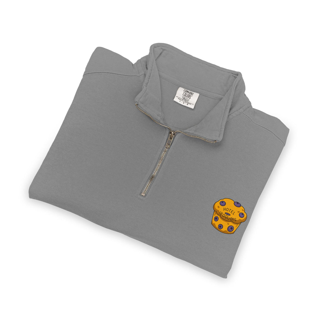 Hotel Iroquois Series - Comfort Colors Quarter Zip - Blueberry Muffins and Horse Drawn Carriages
