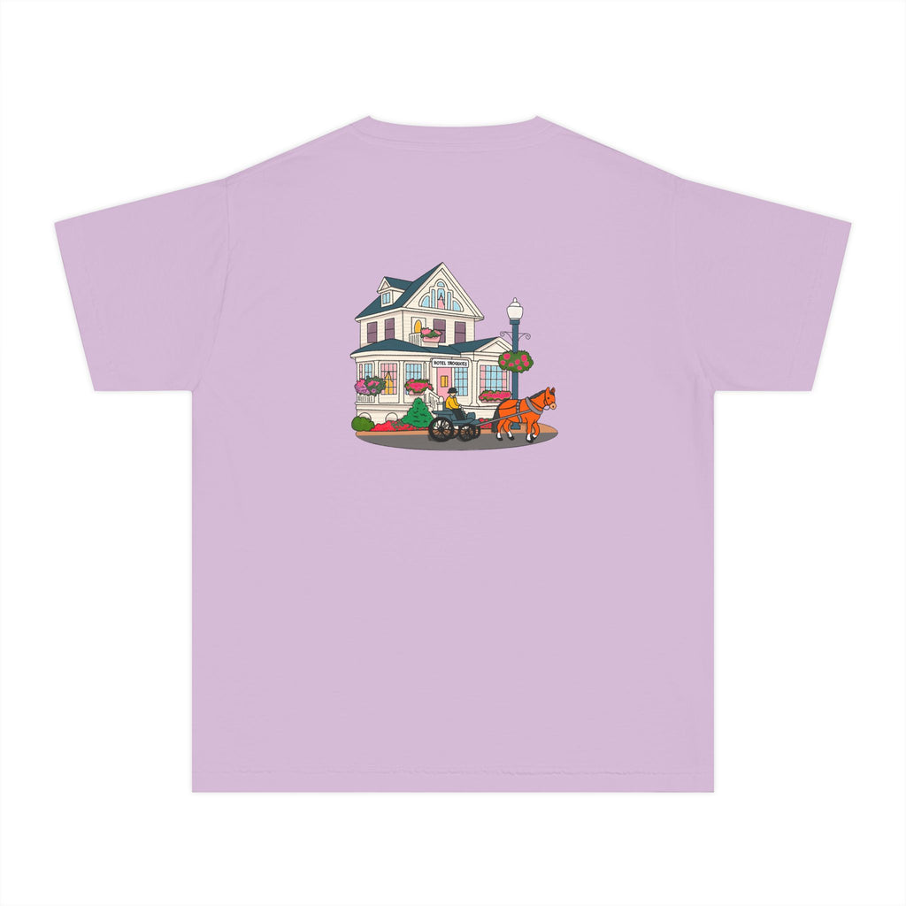 Comfort Colors Youth Tee — Hotel Iroquois Series - Blueberry Muffins and Horse Drawn Carriages