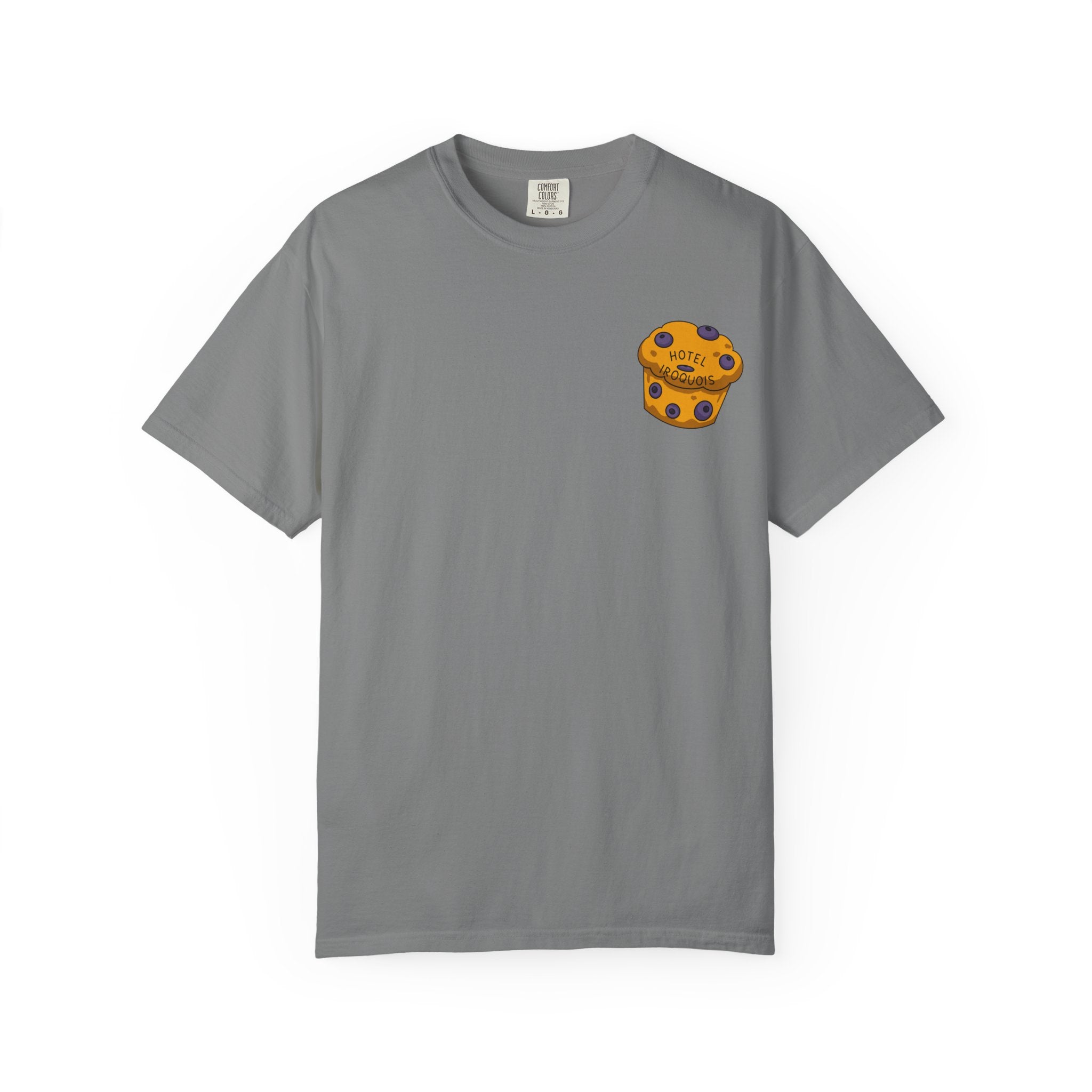 Mackinac Merch - The Hotel Iroquois Series Comfort Colors T Shirt with Muffin and Flowers