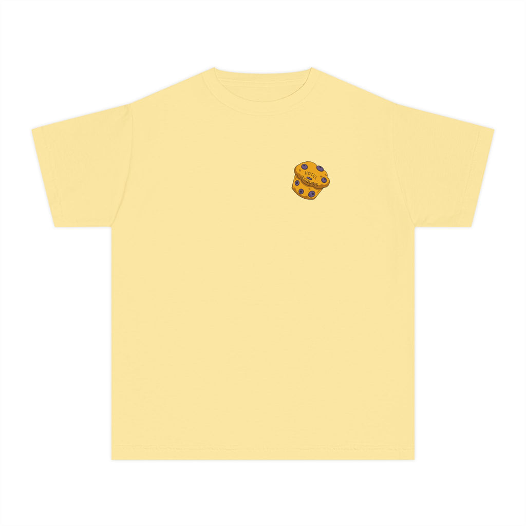Comfort Colors Youth Tee — Hotel Iroquois Series - Blueberry Muffins and Horse Drawn Carriages