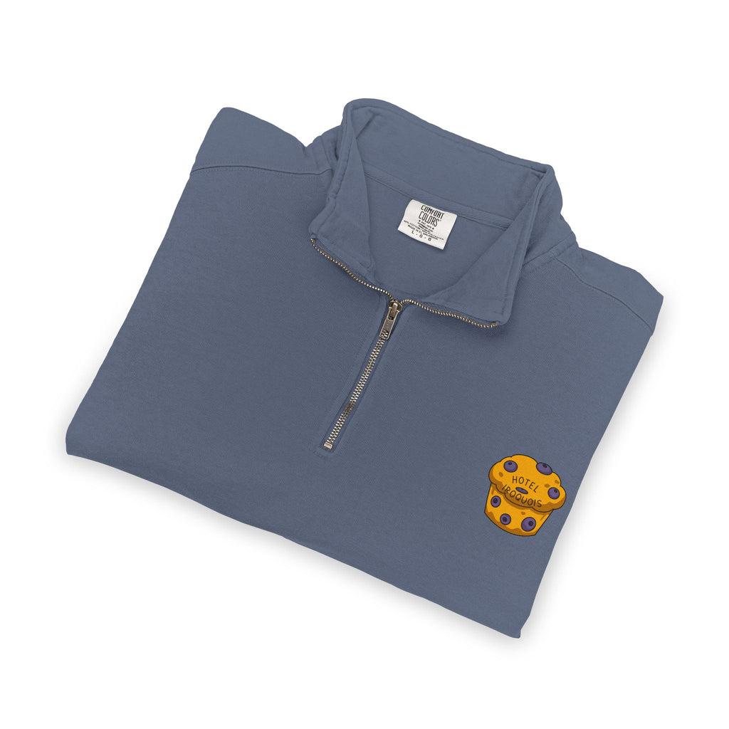 Hotel Iroquois Series - Comfort Colors Quarter Zip - Blueberry Muffins and Horse Drawn Carriages