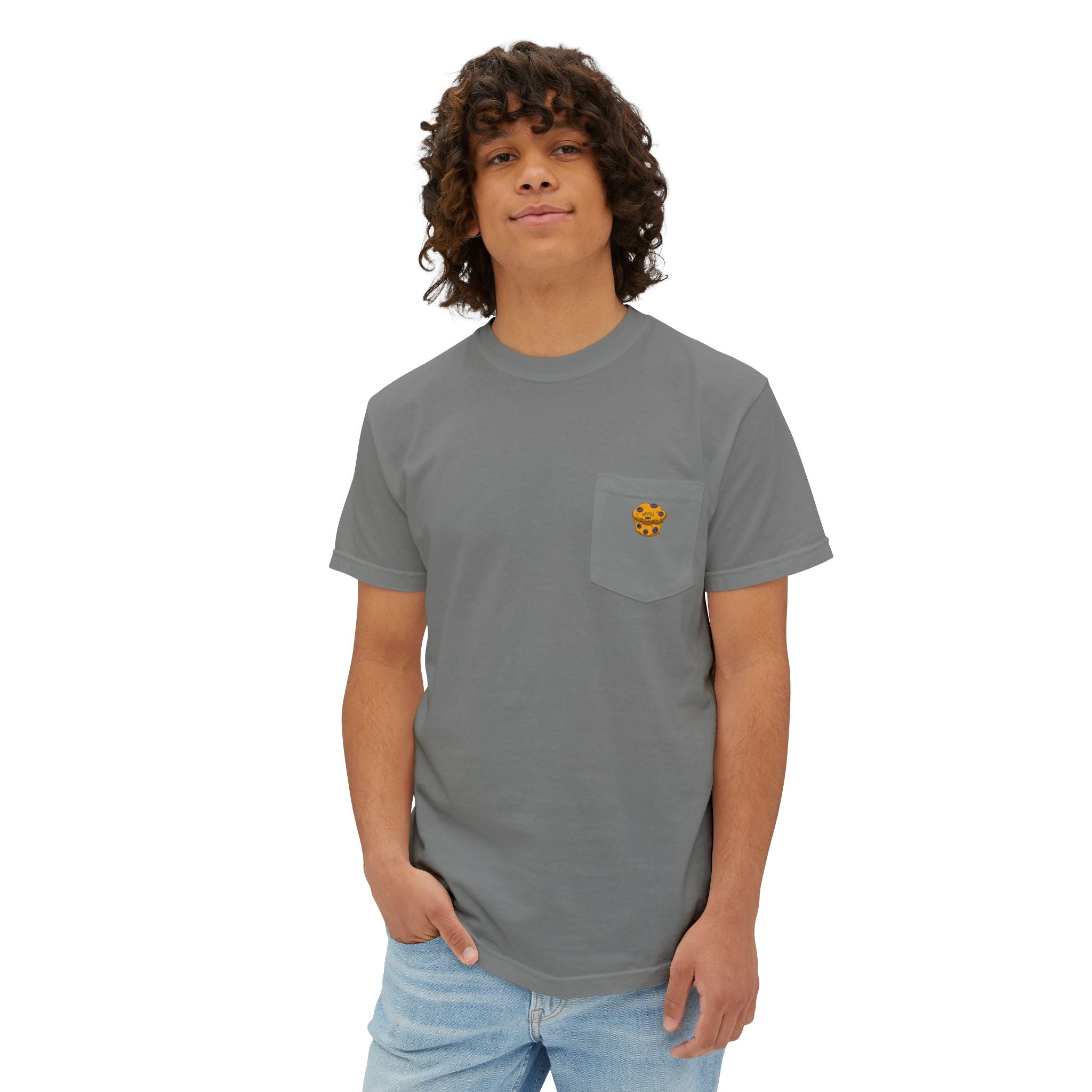 Hotel Iroquois Series Muffins and Flowers Pocket T-Shirt — Garment-Dyed Cotton