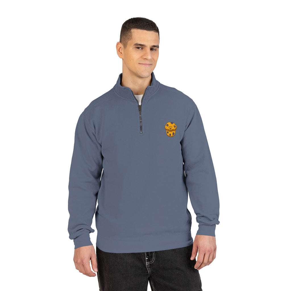Hotel Iroquois Series - Comfort Colors Quarter Zip - Blueberry Muffins and Horse Drawn Carriages