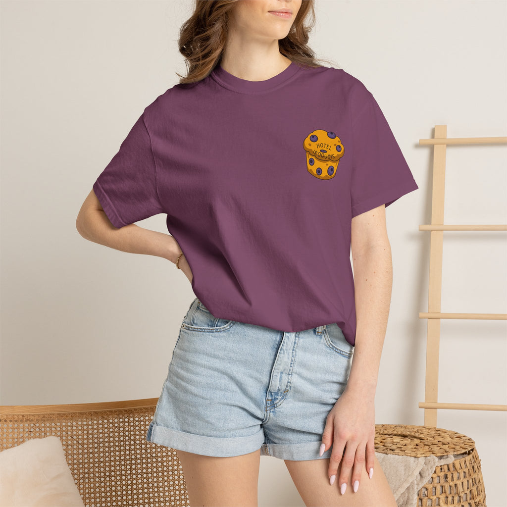 Mackinac Merch - The Hotel Iroquois Series Comfort Colors T Shirt with Muffin and Flowers