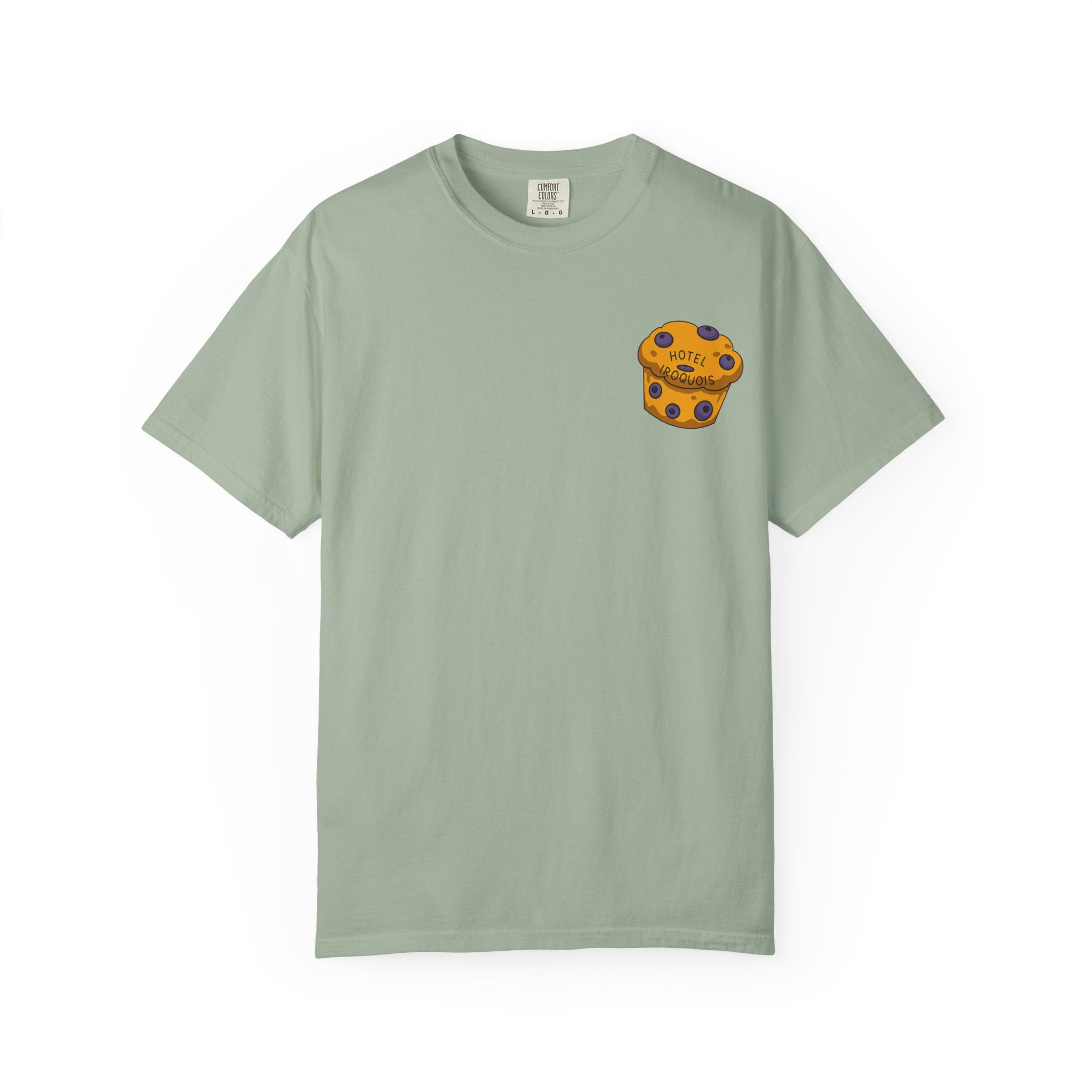 Mackinac Merch - The Hotel Iroquois Series Comfort Colors T Shirt with Muffin and Flowers