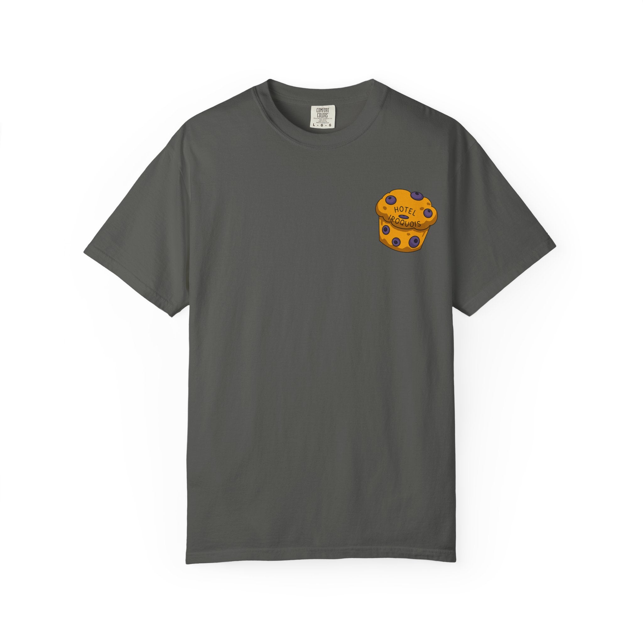 Mackinac Merch - The Hotel Iroquois Series Comfort Colors T Shirt with Muffin and Flowers