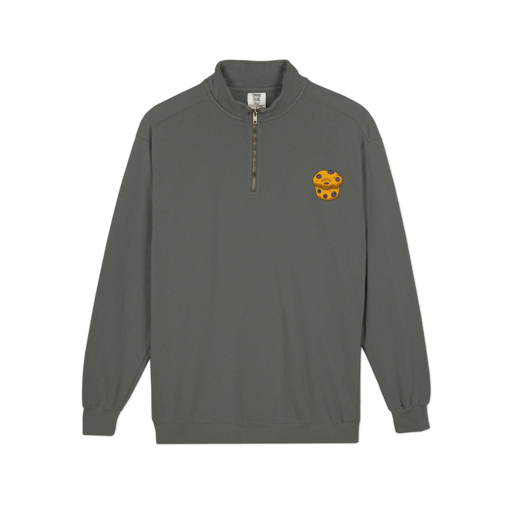 Hotel Iroquois Series - Comfort Colors Quarter Zip - Blueberry Muffins and Horse Drawn Carriages