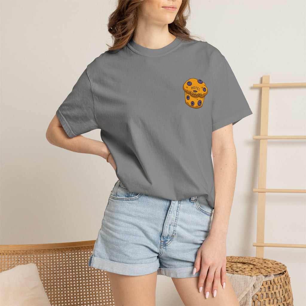 Mackinac Merch - The Hotel Iroquois Series Comfort Colors T Shirt with Muffin and Flowers