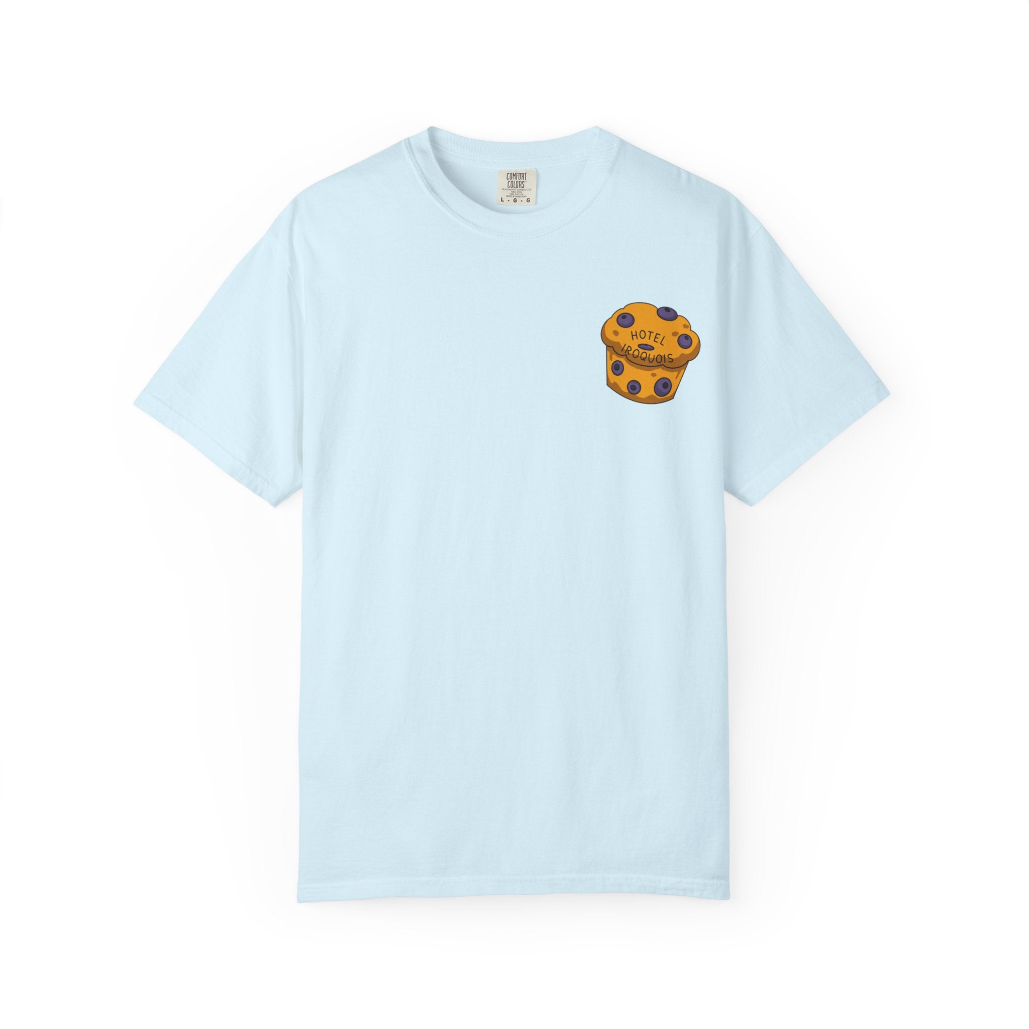 Mackinac Merch - The Hotel Iroquois Series Comfort Colors T Shirt with Muffin and Flowers