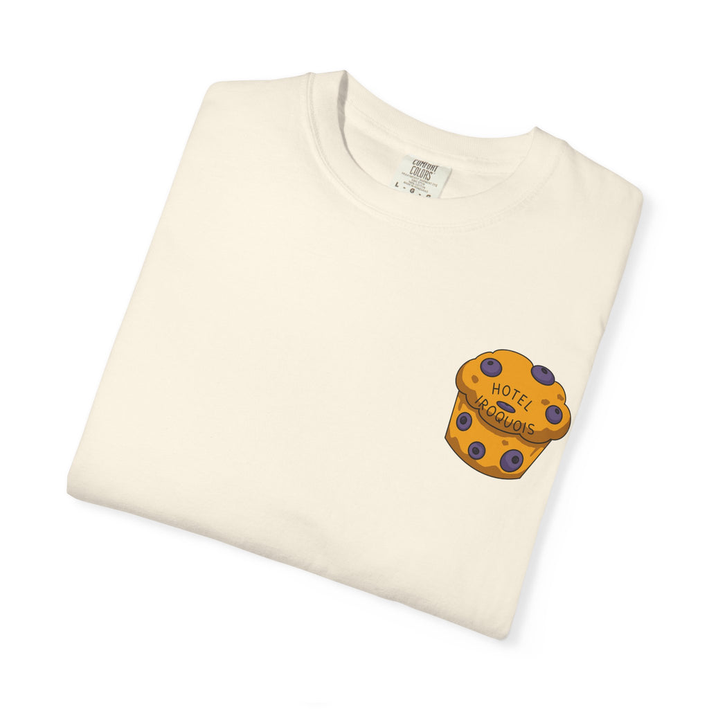 Mackinac Merch - The Hotel Iroquois Series Comfort Colors T Shirt with Muffin and Flowers