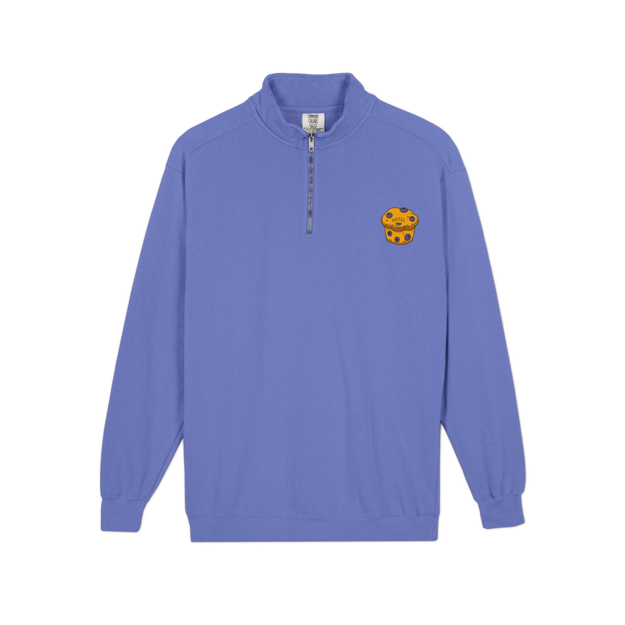 Hotel Iroquois Series - Comfort Colors Quarter Zip - Blueberry Muffins and Horse Drawn Carriages