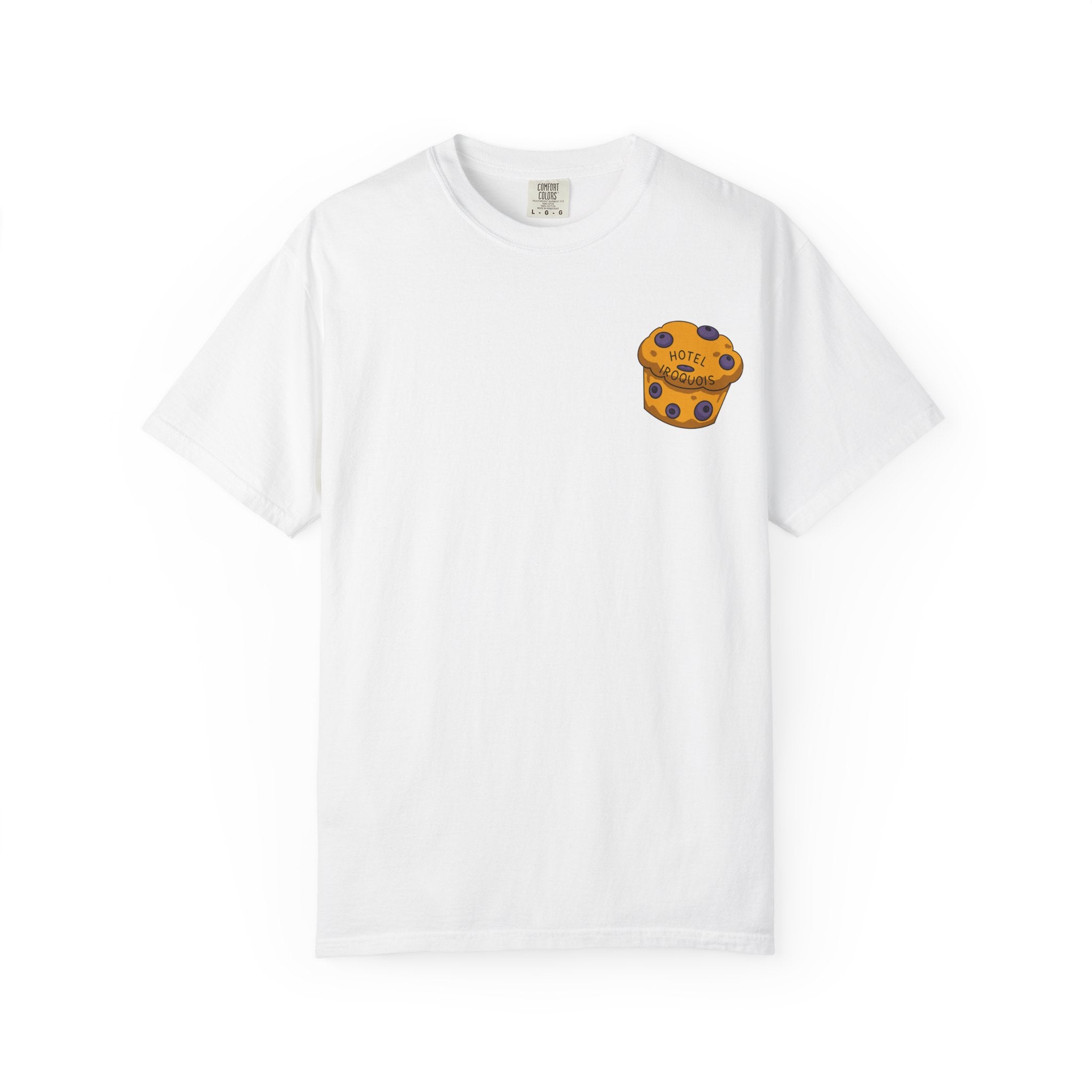 Mackinac Merch - The Hotel Iroquois Series Comfort Colors T Shirt with Muffin and Flowers