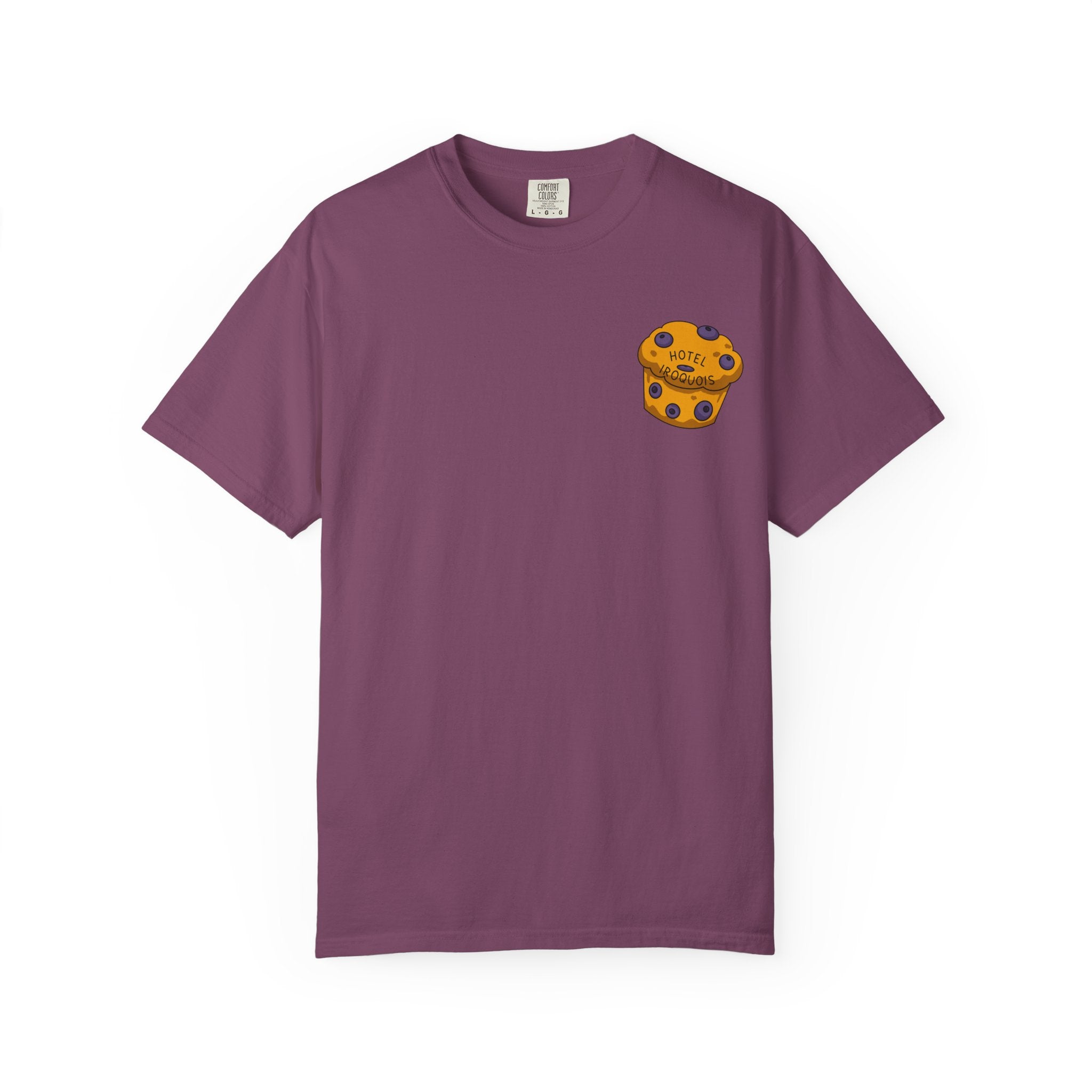Mackinac Merch - The Hotel Iroquois Series Comfort Colors T Shirt with Muffin and Flowers