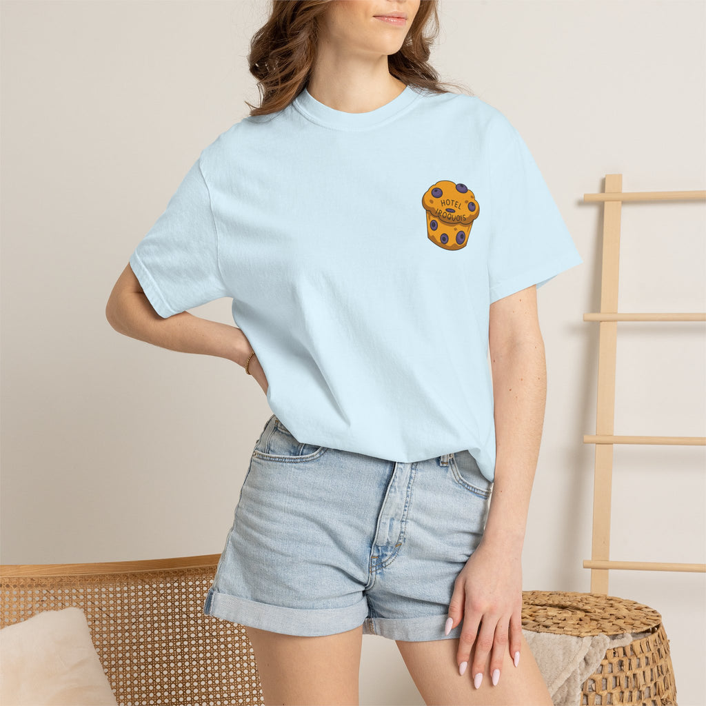 Mackinac Merch - The Hotel Iroquois Series Comfort Colors T Shirt with Muffin and Flowers