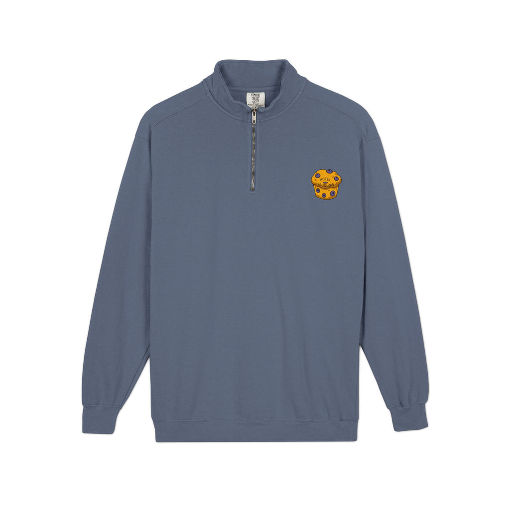 Hotel Iroquois Series - Comfort Colors Quarter Zip - Blueberry Muffins and Horse Drawn Carriages