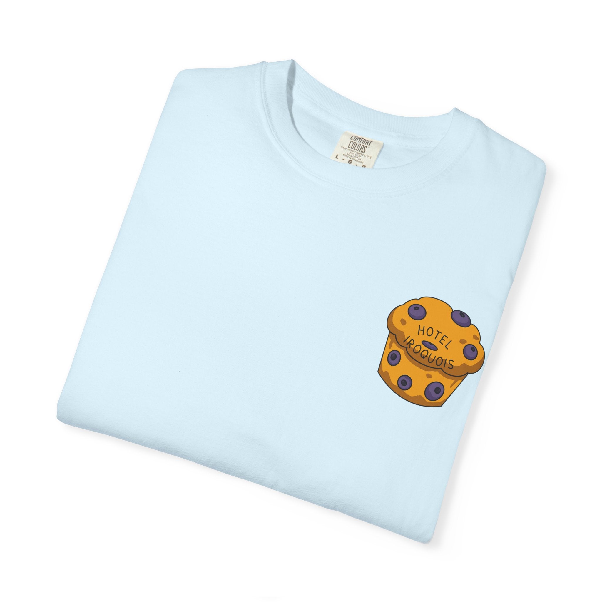 Mackinac Merch - The Hotel Iroquois Series Comfort Colors T Shirt with Muffin and Flowers